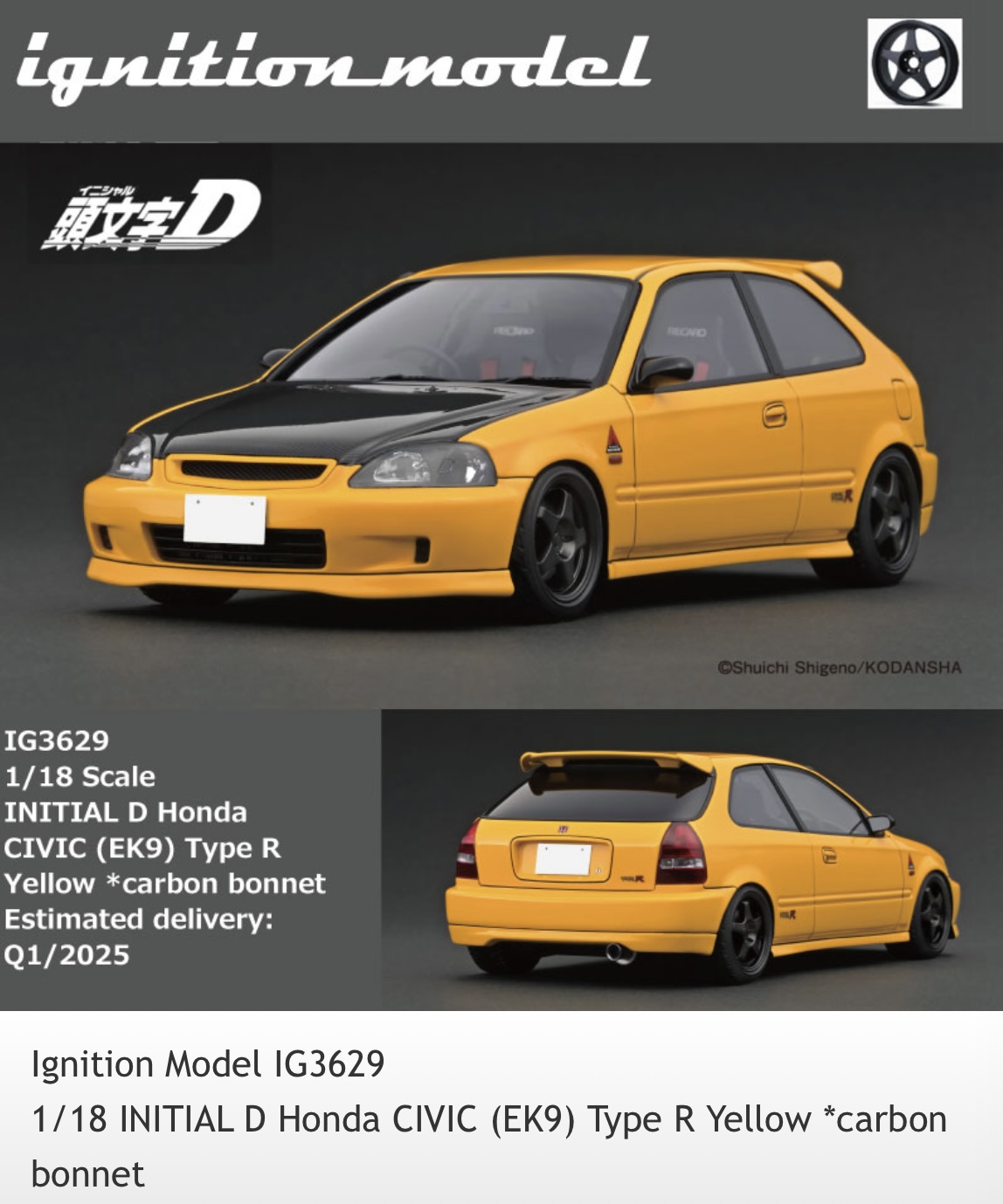 Ignition Model IG3629 1/18 INITIAL D Honda CIVIC (EK9) Type R
