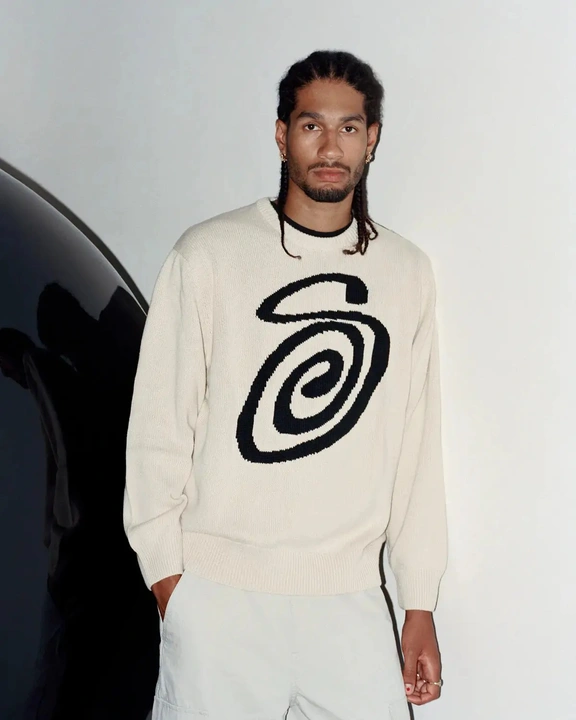STUSSY CURLY SWEATER ニット セーター S STUSSY】CURLY S SWEATER NATURAL (STUSSY/ニット・セーター